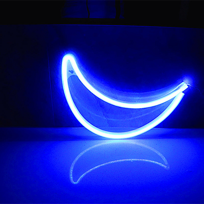 Crescent Shape Plastic LED Night Lighting Decorative White Battery Powered Wall Light White Battery Blue Clearhalo 'Night Lights' 'Wall Lights' Lighting' 2137704