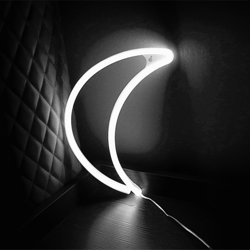 Crescent Shape Plastic LED Night Lighting Decorative White Battery Powered Wall Light White Battery White Clearhalo 'Night Lights' 'Wall Lights' Lighting' 2137706