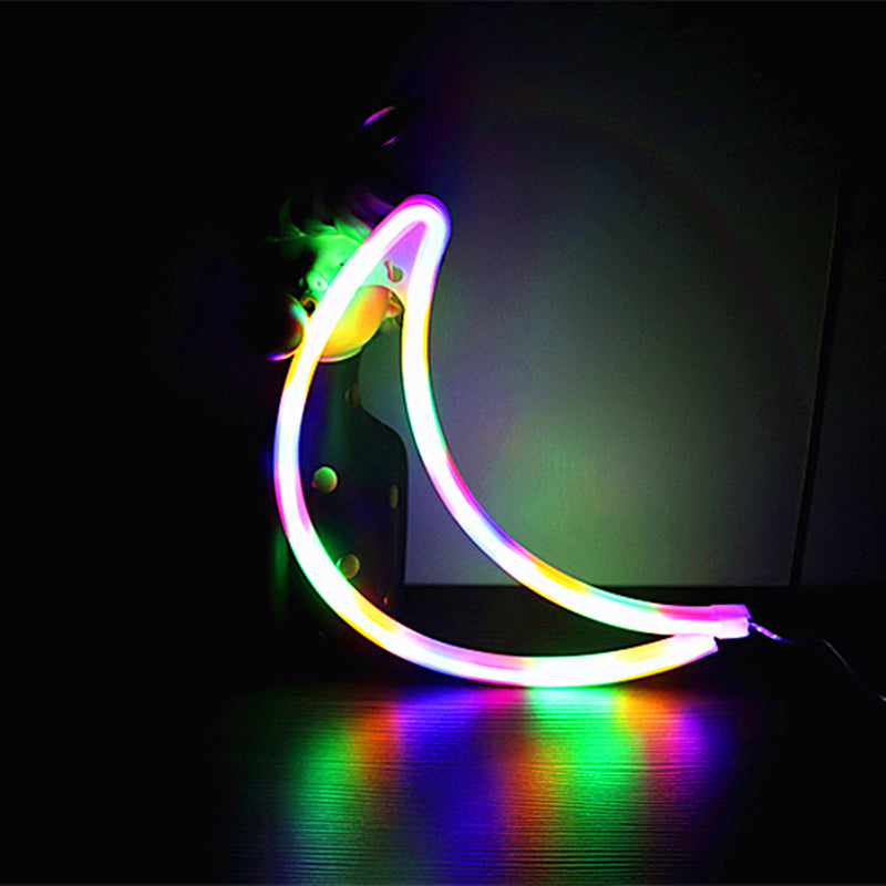 Crescent Shape Plastic LED Night Lighting Decorative White Battery Powered Wall Light White Battery Multi Color Clearhalo 'Night Lights' 'Wall Lights' Lighting' 2137707