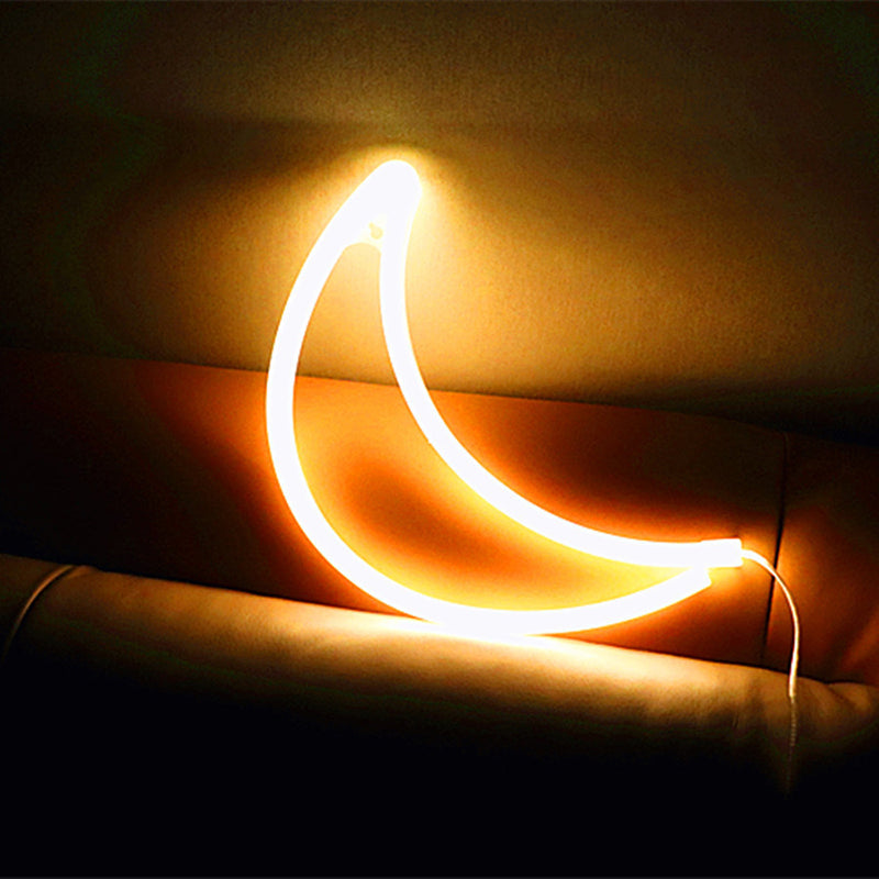 Crescent Shape Plastic LED Night Lighting Decorative White Battery Powered Wall Light White Battery Warm Clearhalo 'Night Lights' 'Wall Lights' Lighting' 2137709