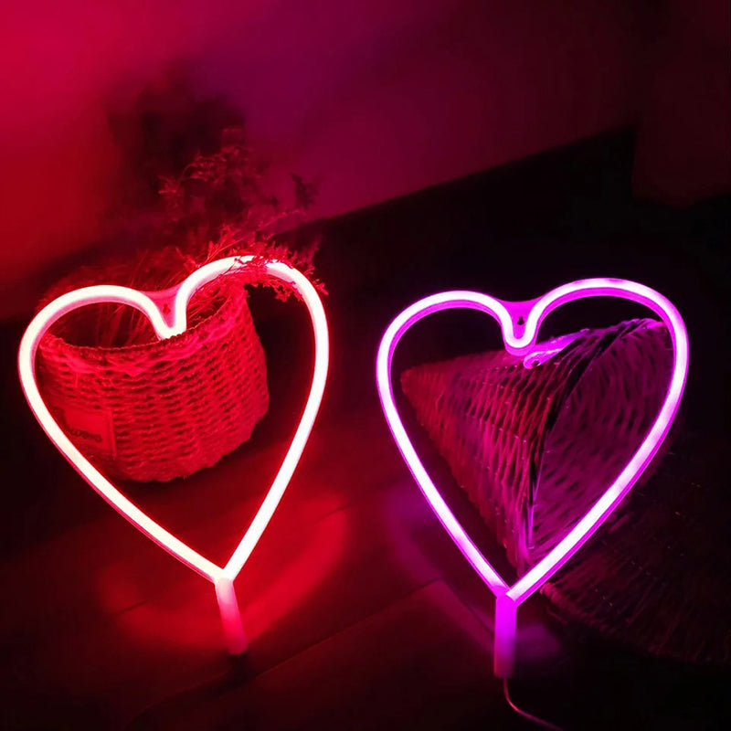 Lovely Bright Pink Hello World White Heart LED Night Light Room Wall Decoration deals