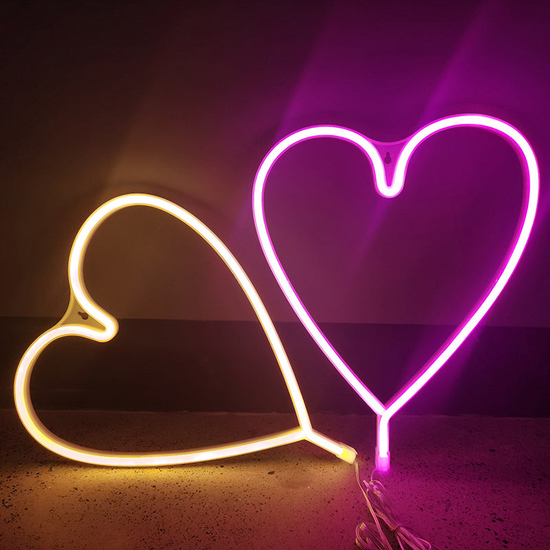 Cute Pink Finger Heart LED Night Light Room outlet Wall Decoration