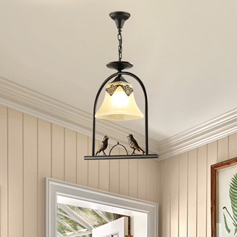 1 Light Hanging Ceiling Light with Cone Shade Metal Classic Living Room Pendant Lighting in Black Clearhalo 'Ceiling Lights' 'Pendant Lights' 'Pendants' Lighting' 213777