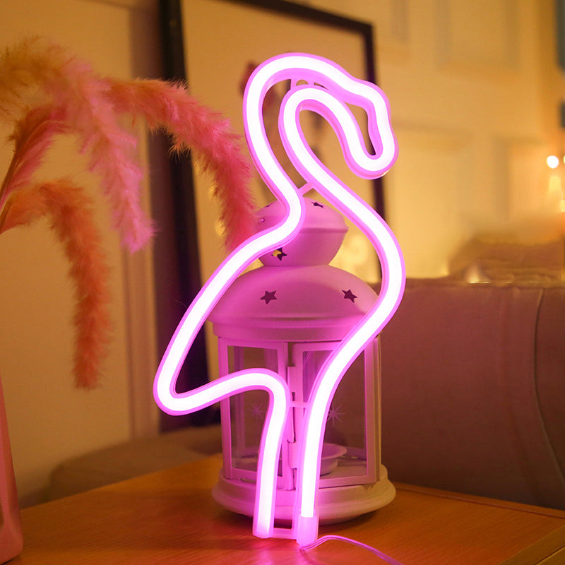 Cartoon Shaped LED Neon Night Light Art Decor Plastic White Battery Wall Lighting Ideas White Battery A Clearhalo 'Night Lights' 'Wall Lights' Lighting' 2137777