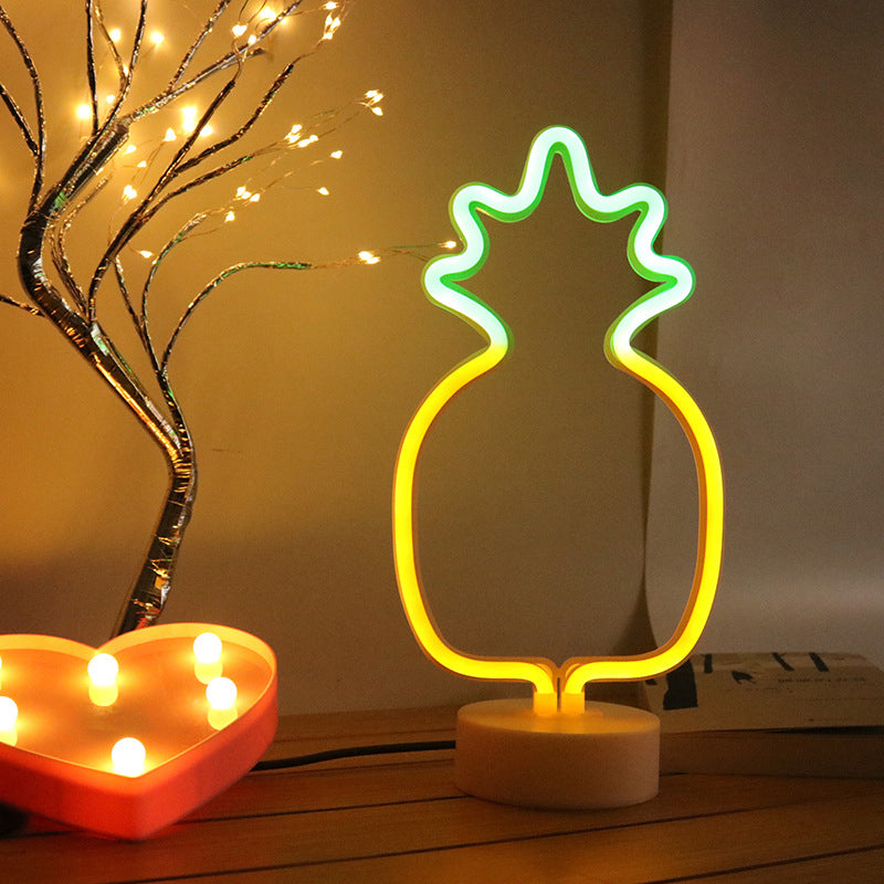 Cartoon Shape Neon Night Light Art Decor Plastic Bedroom LED Table Light in White White B Clearhalo 'Night Lights' 'Wall Lights' Lighting' 2137791