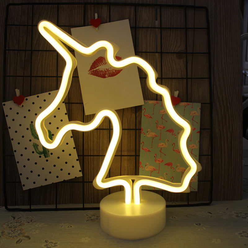 Plastic Cartoon LED Table Light Contemporary Neon Night Lighting in White for Bedroom White F Clearhalo 'Night Lights' 'Wall Lights' Lighting' 2137800