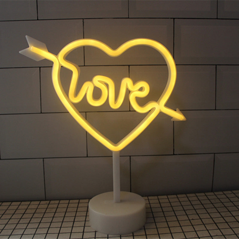 Plastic Cartoon LED Table Light Contemporary Neon Night Lighting in White for Bedroom White L Clearhalo 'Night Lights' 'Wall Lights' Lighting' 2137806