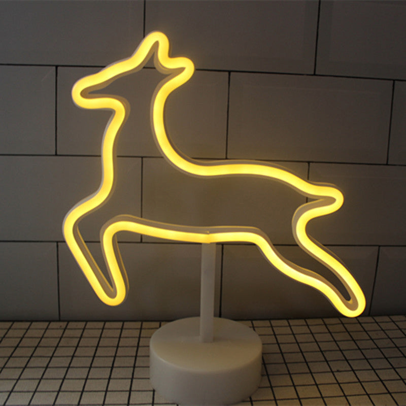 Plastic Cartoon LED Table Light Contemporary Neon Night Lighting in White for Bedroom White M Clearhalo 'Night Lights' 'Wall Lights' Lighting' 2137807