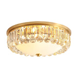 Milk Glass Dome Flush Lamp Postmodern 4-Bulb Gold Ceiling Mount Light with Crystal Accent Clearhalo 'Ceiling Lights' 'Close To Ceiling Lights' 'Close to ceiling' 'Flush mount' Lighting' 2137904