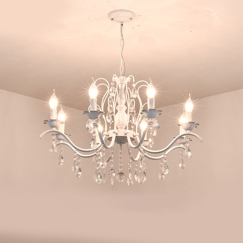 Traditional Candelabra Chandelier Metallic Hanging Pendant Light with Crystal Decoration Clearhalo 'Ceiling Lights' 'Chandeliers' Lighting' options 2137985