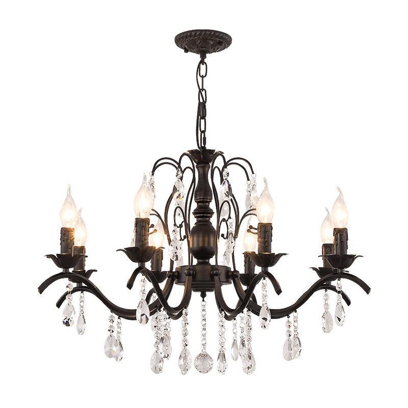 Traditional Candelabra Chandelier Metallic Hanging Pendant Light with Crystal Decoration Clearhalo 'Ceiling Lights' 'Chandeliers' Lighting' options 2137988