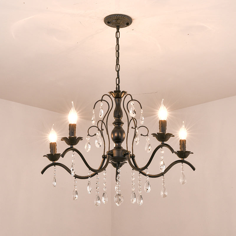 Traditional Candelabra Chandelier Metallic Hanging Pendant Light with Crystal Decoration Clearhalo 'Ceiling Lights' 'Chandeliers' Lighting' options 2137989