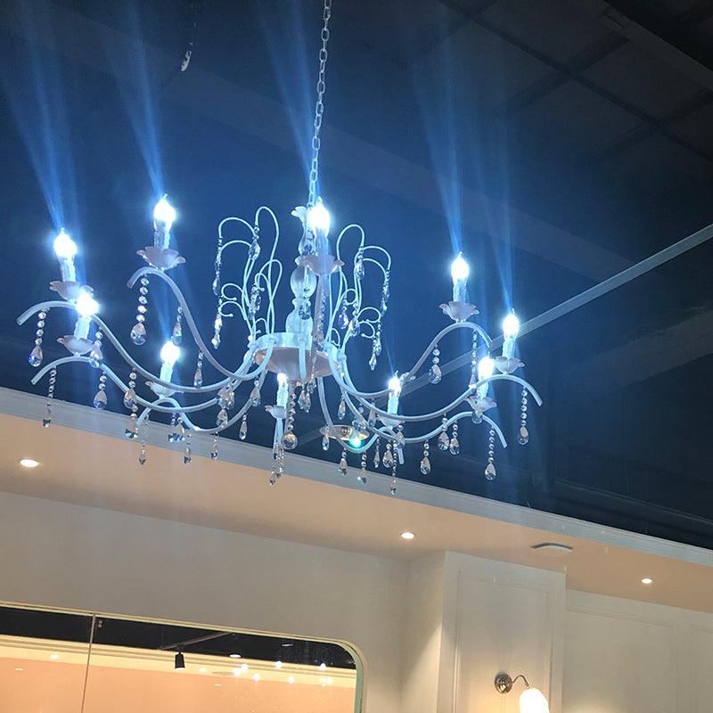 Traditional Candelabra Chandelier Metallic Hanging Pendant Light with Crystal Decoration Clearhalo 'Ceiling Lights' 'Chandeliers' Lighting' options 2137990