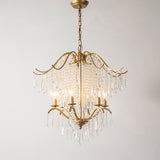 Candle Chandelier Light Fixture Traditional Gold Clear Crystal Tassel Hanging Light Fixture Clearhalo 'Ceiling Lights' 'Chandeliers' Lighting' options 2138041