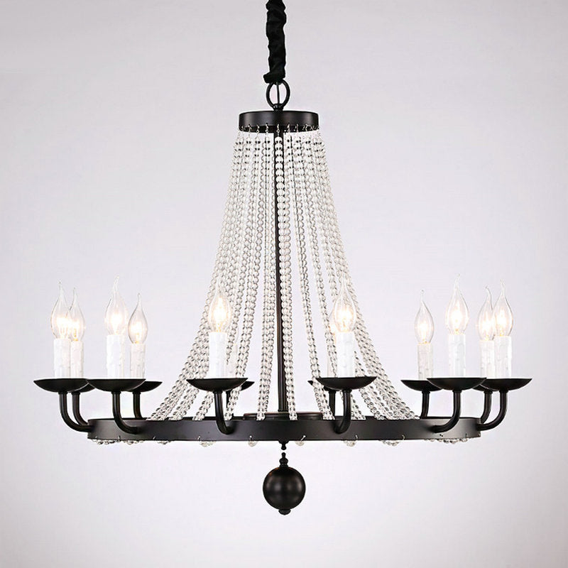 Metal Chandelier Candelabra Retro Ceiling Pendant Light with Flared Crystal Strand Clearhalo 'Ceiling Lights' 'Chandeliers' Lighting' options 2138049