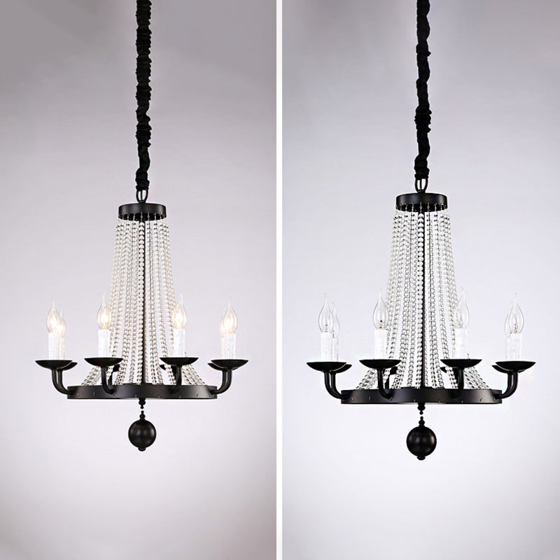 Metal Chandelier Candelabra Retro Ceiling Pendant Light with Flared Crystal Strand Clearhalo 'Ceiling Lights' 'Chandeliers' Lighting' options 2138053