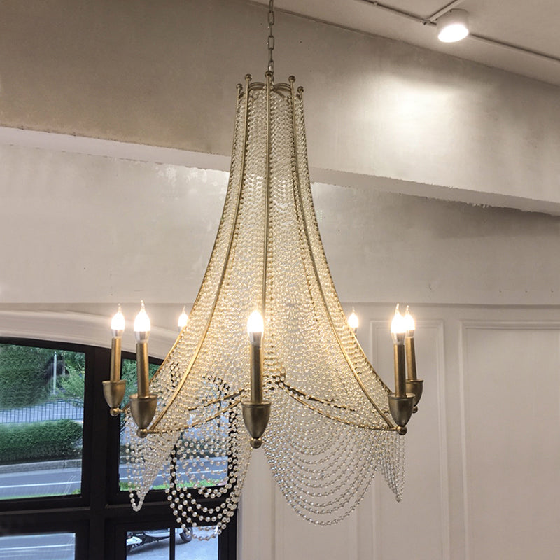 Candle Metal Chandelier Lighting Rural Kitchen Hanging Lamp with Crystal Draping Clearhalo 'Ceiling Lights' 'Chandeliers' Lighting' options 2138062