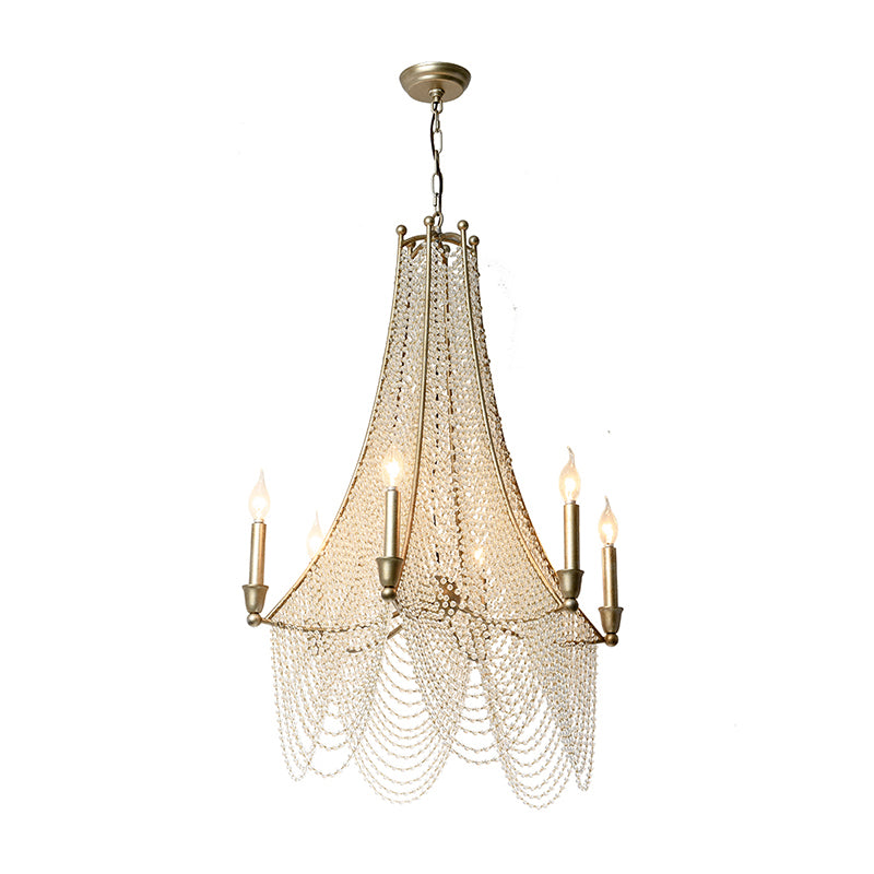 Candle Metal Chandelier Lighting Rural Kitchen Hanging Lamp with Crystal Draping Clearhalo 'Ceiling Lights' 'Chandeliers' Lighting' options 2138063