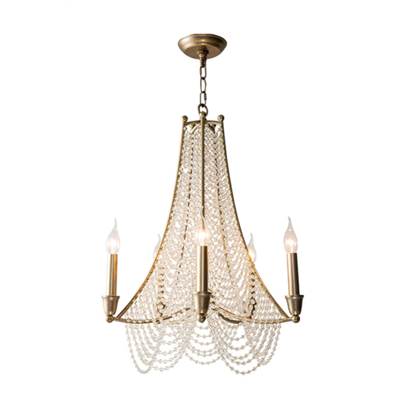 Candle Metal Chandelier Lighting Rural Kitchen Hanging Lamp with Crystal Draping Clearhalo 'Ceiling Lights' 'Chandeliers' Lighting' options 2138064