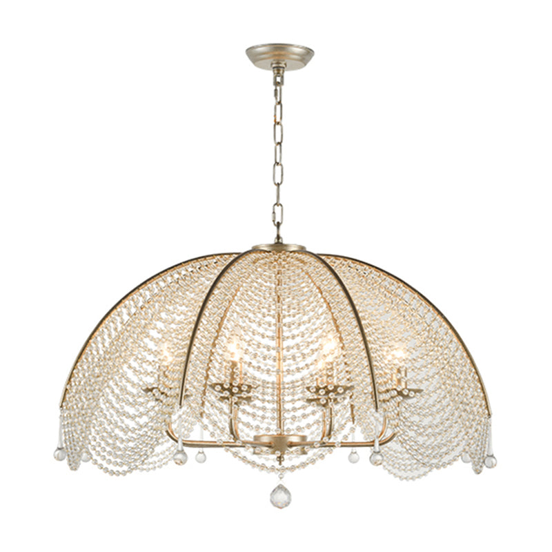 Candle Metal Chandelier Lighting Rural Kitchen Hanging Lamp with Crystal Draping Clearhalo 'Ceiling Lights' 'Chandeliers' Lighting' options 2138065