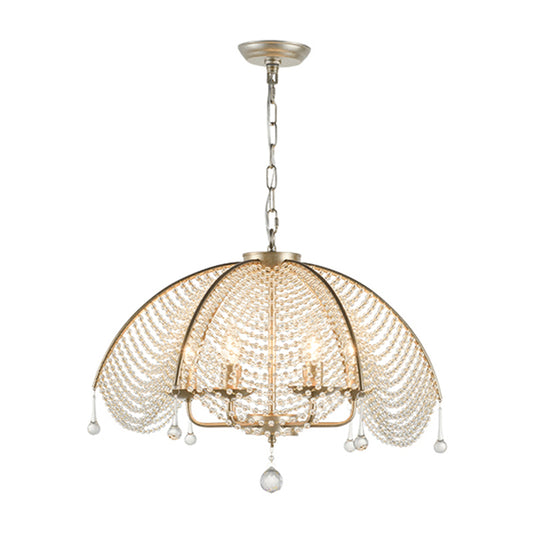 Candle Metal Chandelier Lighting Rural Kitchen Hanging Lamp with Crystal Draping Clearhalo 'Ceiling Lights' 'Chandeliers' Lighting' options 2138066