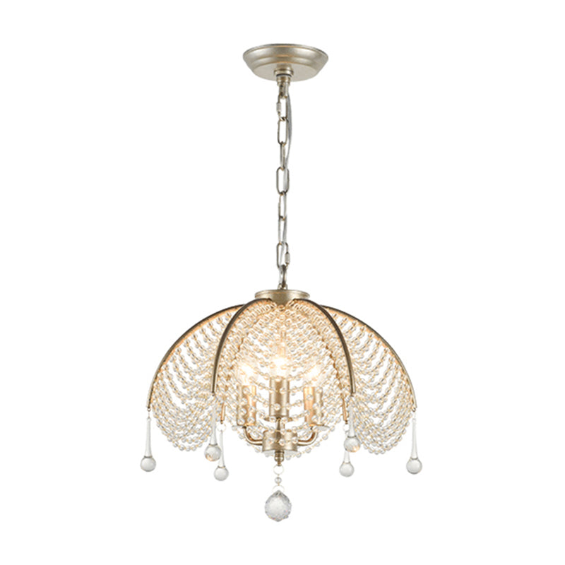 Candle Metal Chandelier Lighting Rural Kitchen Hanging Lamp with Crystal Draping Clearhalo 'Ceiling Lights' 'Chandeliers' Lighting' options 2138068