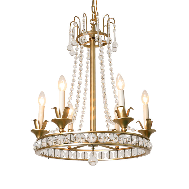 Candle Style Living Room Chandelier Antique Clear Crystal 6 Heads Ceiling Hang Light Clearhalo 'Ceiling Lights' 'Chandeliers' Lighting' options 2138072