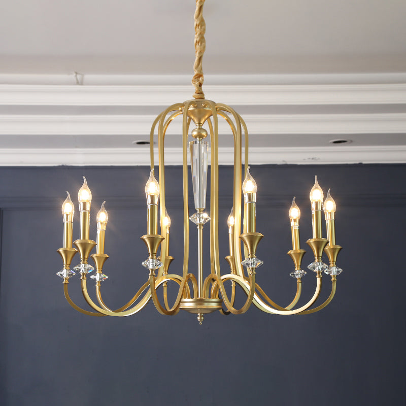 Colonial Style Candle Chandelier Light Metallic Ceiling Suspension Lamp for Living Room Clearhalo 'Ceiling Lights' 'Chandeliers' Lighting' options 2138090