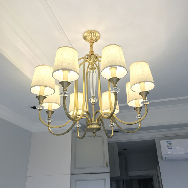 Colonial Style Candle Chandelier Light Metallic Ceiling Suspension Lamp for Living Room Clearhalo 'Ceiling Lights' 'Chandeliers' Lighting' options 2138092