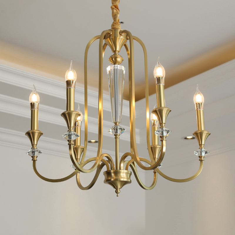 Colonial Style Candle Chandelier Light Metallic Ceiling Suspension Lamp for Living Room Clearhalo 'Ceiling Lights' 'Chandeliers' Lighting' options 2138093