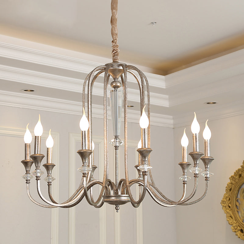 Colonial Style Candle Chandelier Light Metallic Ceiling Suspension Lamp for Living Room Clearhalo 'Ceiling Lights' 'Chandeliers' Lighting' options 2138094