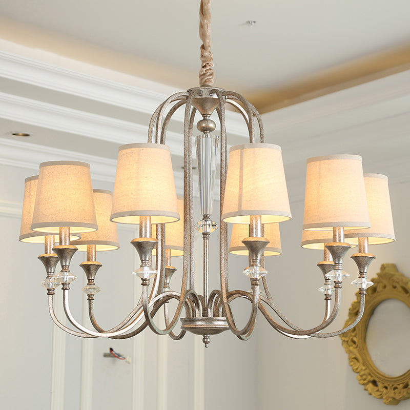 Colonial Style Candle Chandelier Light Metallic Ceiling Suspension Lamp for Living Room Clearhalo 'Ceiling Lights' 'Chandeliers' Lighting' options 2138095