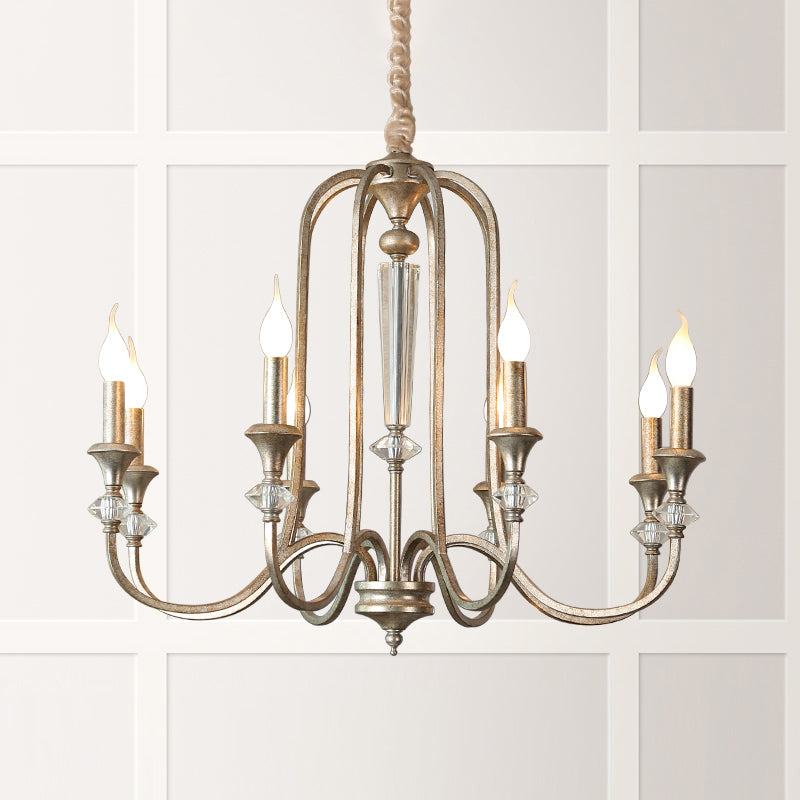 Colonial Style Candle Chandelier Light Metallic Ceiling Suspension Lamp for Living Room Clearhalo 'Ceiling Lights' 'Chandeliers' Lighting' options 2138096