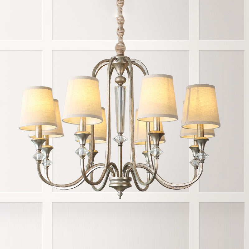 Colonial Style Candle Chandelier Light Metallic Ceiling Suspension Lamp for Living Room Clearhalo 'Ceiling Lights' 'Chandeliers' Lighting' options 2138097