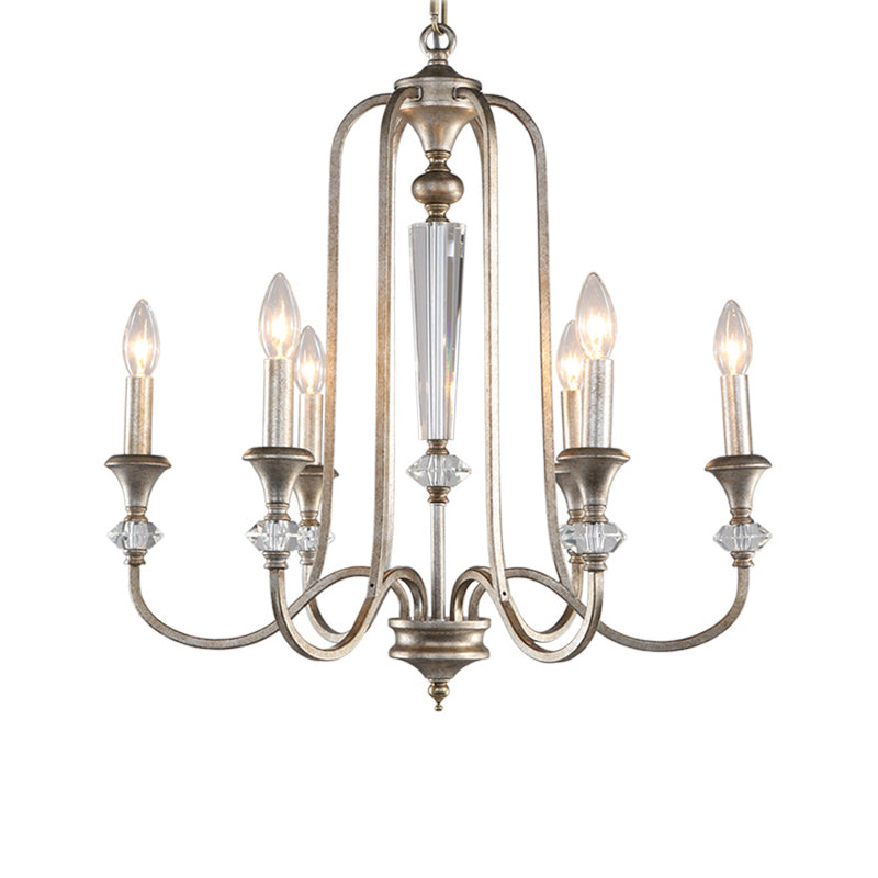 Colonial Style Candle Chandelier Light Metallic Ceiling Suspension Lamp for Living Room Clearhalo 'Ceiling Lights' 'Chandeliers' Lighting' options 2138100