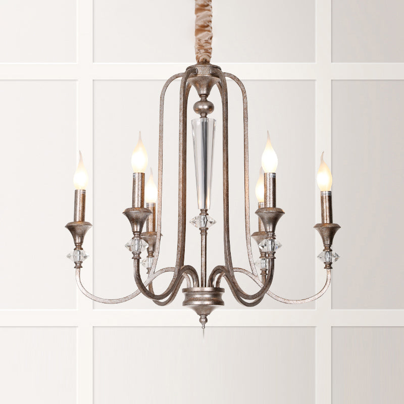 Colonial Style Candle Chandelier Light Metallic Ceiling Suspension Lamp for Living Room Clearhalo 'Ceiling Lights' 'Chandeliers' Lighting' options 2138101