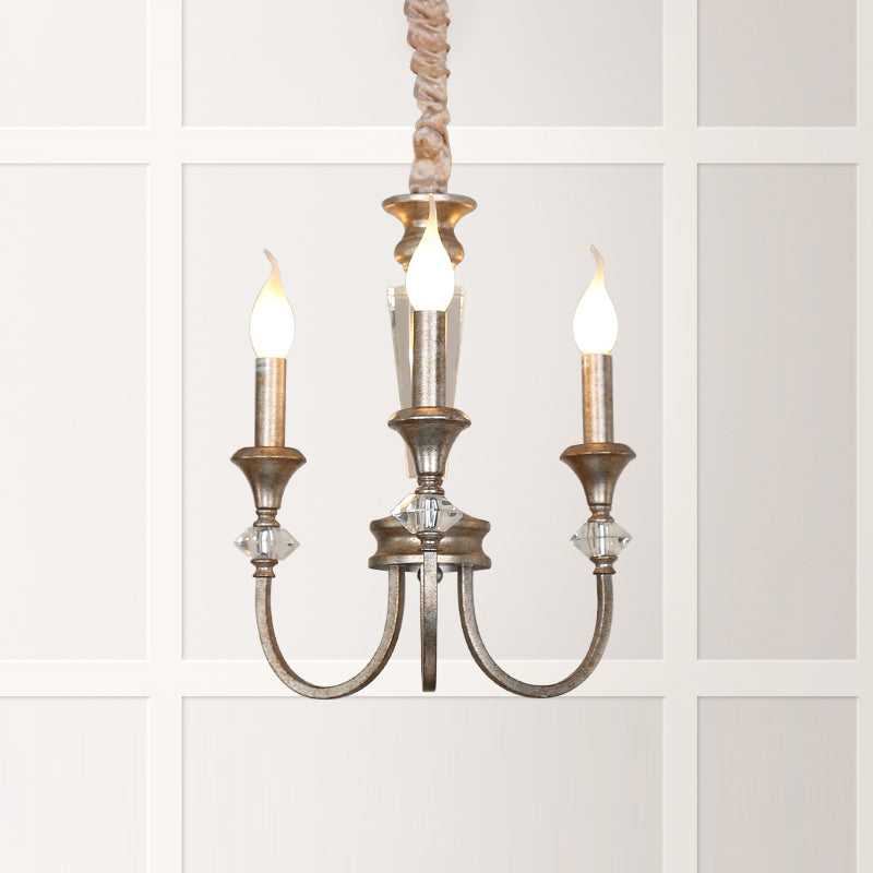 Colonial Style Candle Chandelier Light Metallic Ceiling Suspension Lamp for Living Room Clearhalo 'Ceiling Lights' 'Chandeliers' Lighting' options 2138103