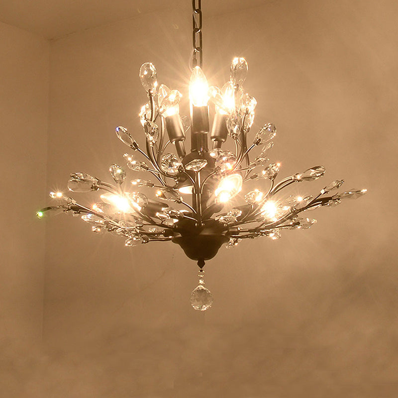 Branch Shaped Living Room Pendant Light Country Style Crystal Chandelier Light Fixture Clearhalo 'Ceiling Lights' 'Chandeliers' Lighting' options 2138112