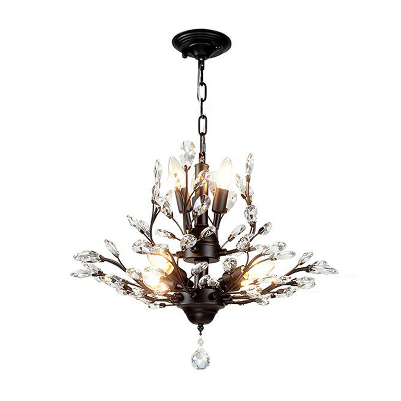 Branch Shaped Living Room Pendant Light Country Style Crystal Chandelier Light Fixture Clearhalo 'Ceiling Lights' 'Chandeliers' Lighting' options 2138114