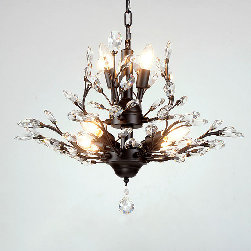 Branch Shaped Living Room Pendant Light Country Style Crystal Chandelier Light Fixture Clearhalo 'Ceiling Lights' 'Chandeliers' Lighting' options 2138115