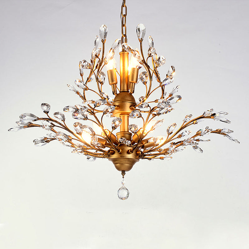 Branch Shaped Living Room Pendant Light Country Style Crystal Chandelier Light Fixture Clearhalo 'Ceiling Lights' 'Chandeliers' Lighting' options 2138116