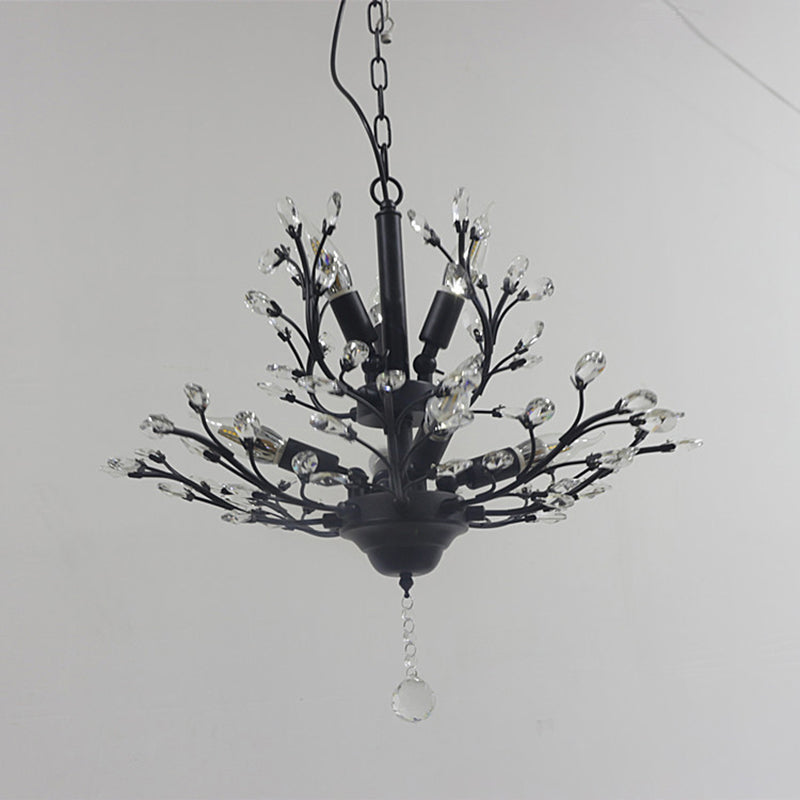 Twig Shaped Ceiling Hang Lamp Farm Style Beveled-Cut Crystal Chandelier for Living Room Clearhalo 'Ceiling Lights' 'Chandeliers' Lighting' options 2138121