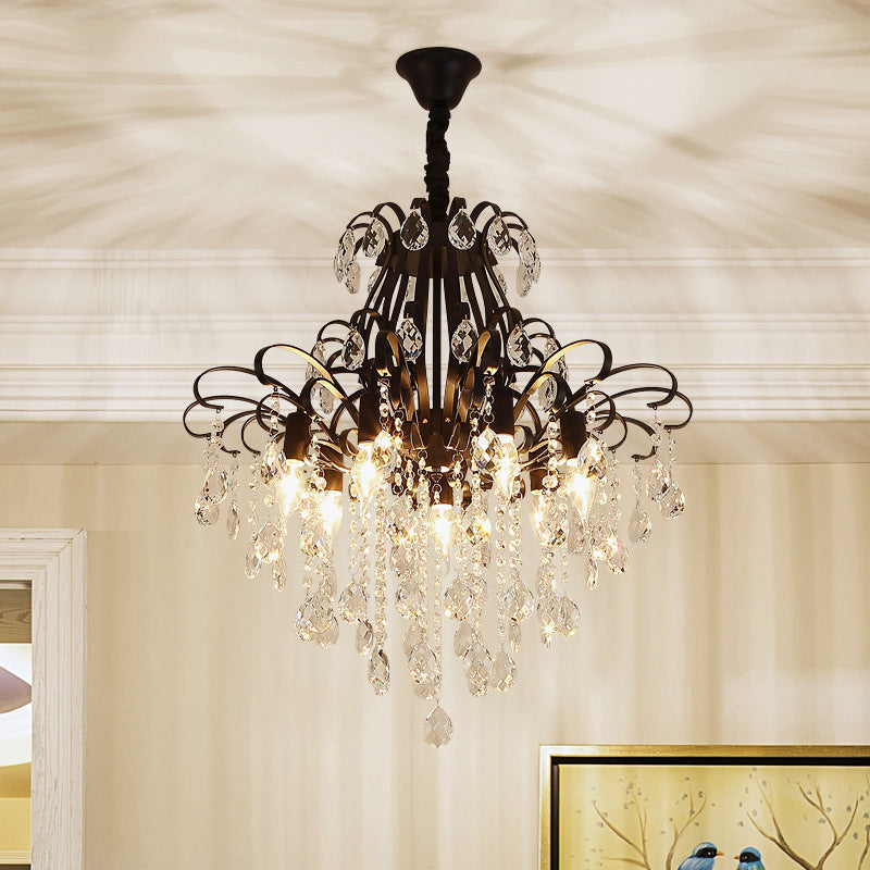 Candle Dining Room Down Chandelier Country Crystal Drape Pendant Lighting Fixture Clearhalo 'Ceiling Lights' 'Chandeliers' Lighting' options 2138156