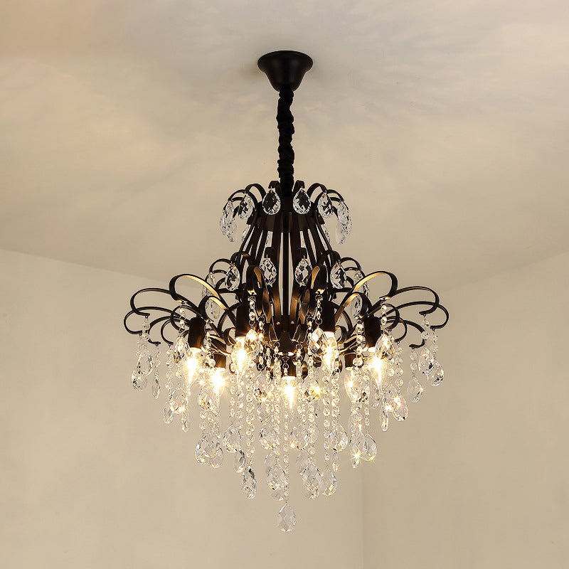 Candle Dining Room Down Chandelier Country Crystal Drape Pendant Lighting Fixture Clearhalo 'Ceiling Lights' 'Chandeliers' Lighting' options 2138157