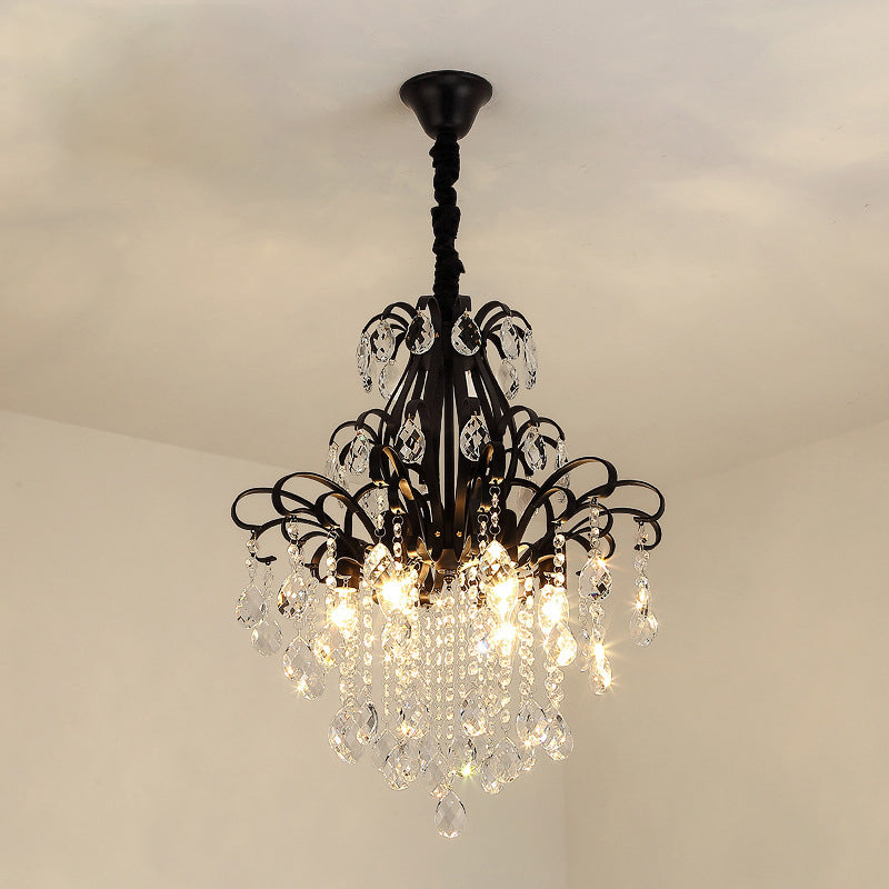 Candle Dining Room Down Chandelier Country Crystal Drape Pendant Lighting Fixture Clearhalo 'Ceiling Lights' 'Chandeliers' Lighting' options 2138159