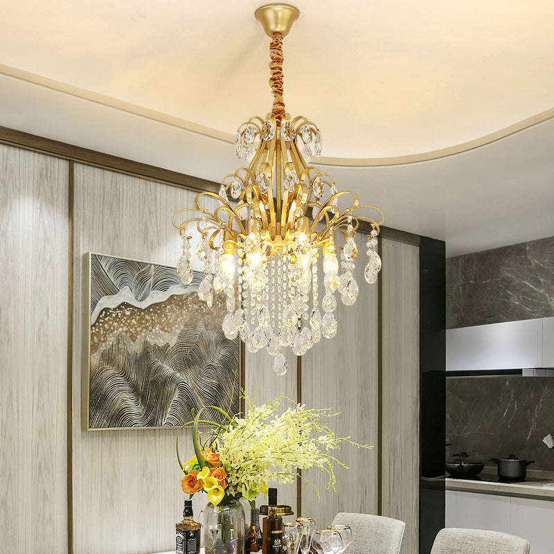 Candle Dining Room Down Chandelier Country Crystal Drape Pendant Lighting Fixture Clearhalo 'Ceiling Lights' 'Chandeliers' Lighting' options 2138162