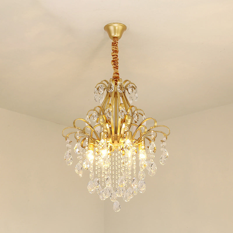 Candle Dining Room Down Chandelier Country Crystal Drape Pendant Lighting Fixture Clearhalo 'Ceiling Lights' 'Chandeliers' Lighting' options 2138164