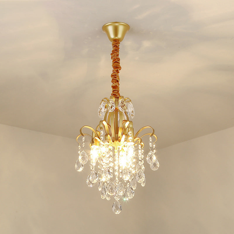 Candle Dining Room Down Chandelier Country Crystal Drape Pendant Lighting Fixture Clearhalo 'Ceiling Lights' 'Chandeliers' Lighting' options 2138166