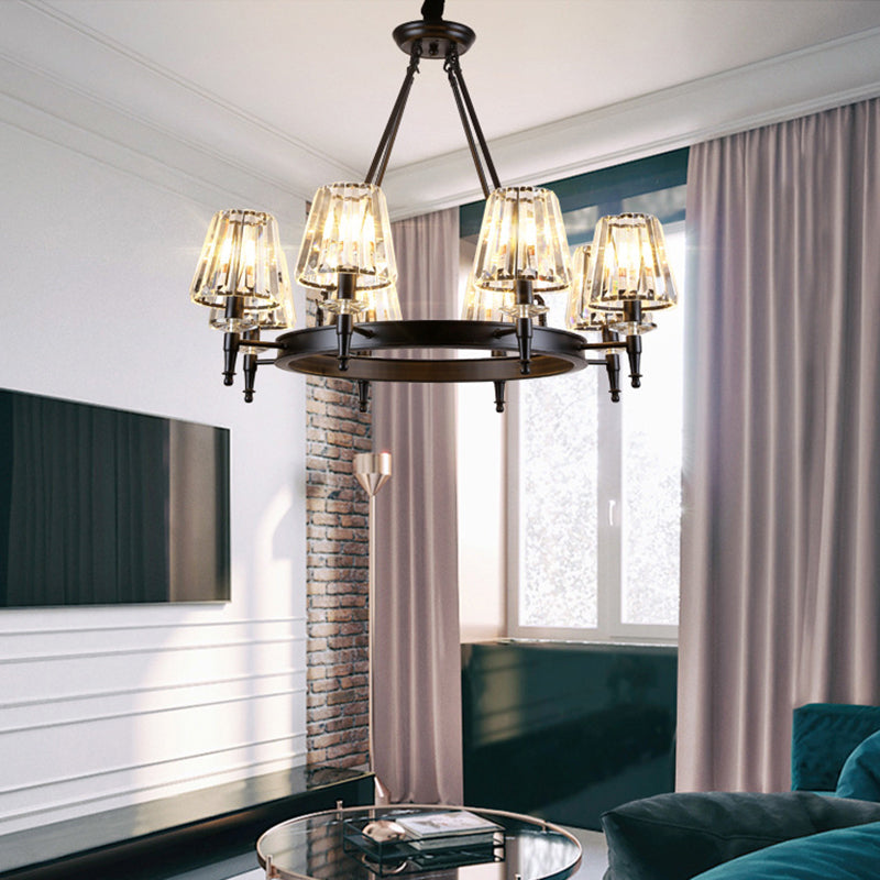 Conical Bedroom Chandelier Classic Crystal Block Black Suspended Lighting Fixture Clearhalo 'Ceiling Lights' 'Chandeliers' Lighting' options 2138188