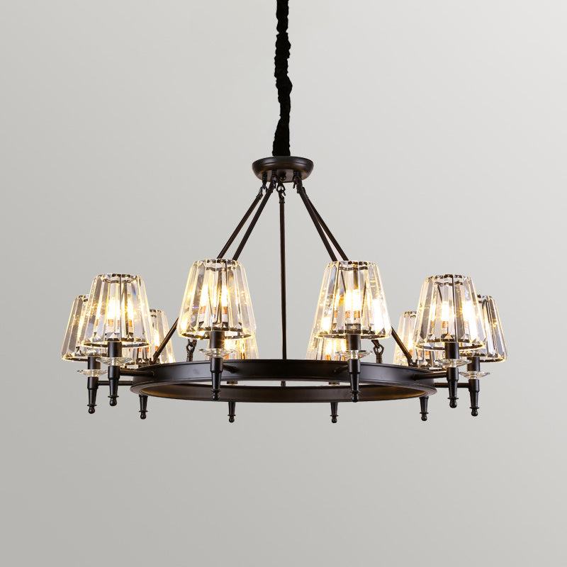 Conical Bedroom Chandelier Classic Crystal Block Black Suspended Lighting Fixture Clearhalo 'Ceiling Lights' 'Chandeliers' Lighting' options 2138191